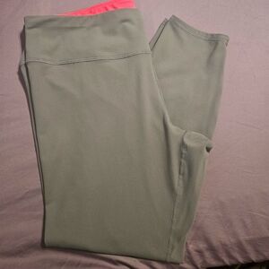 Gray Leggings with Pink Waistband